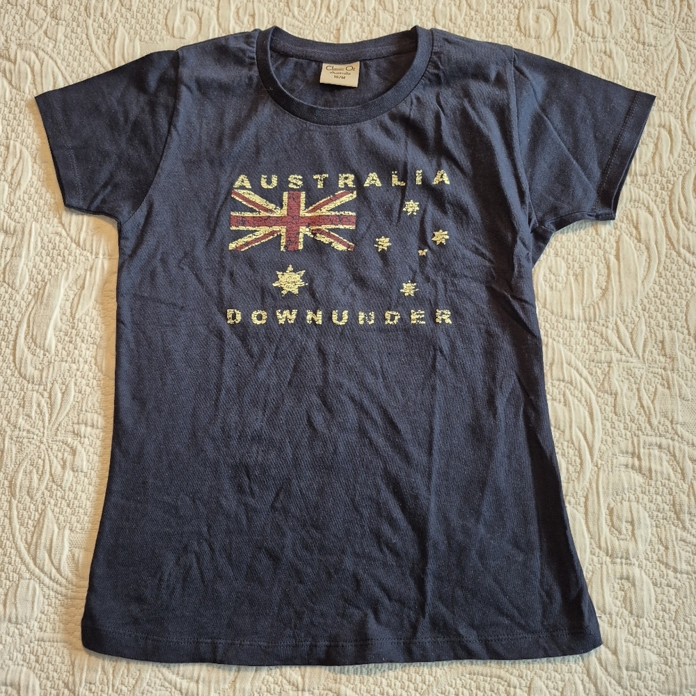 Australia boys or girls size 10 navy short sleeve shirt EUC